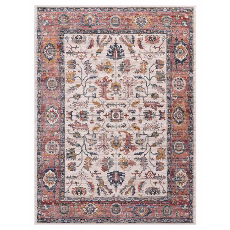Oriental Machine-Made Ivory / Red, Rectangle 8' x 10'