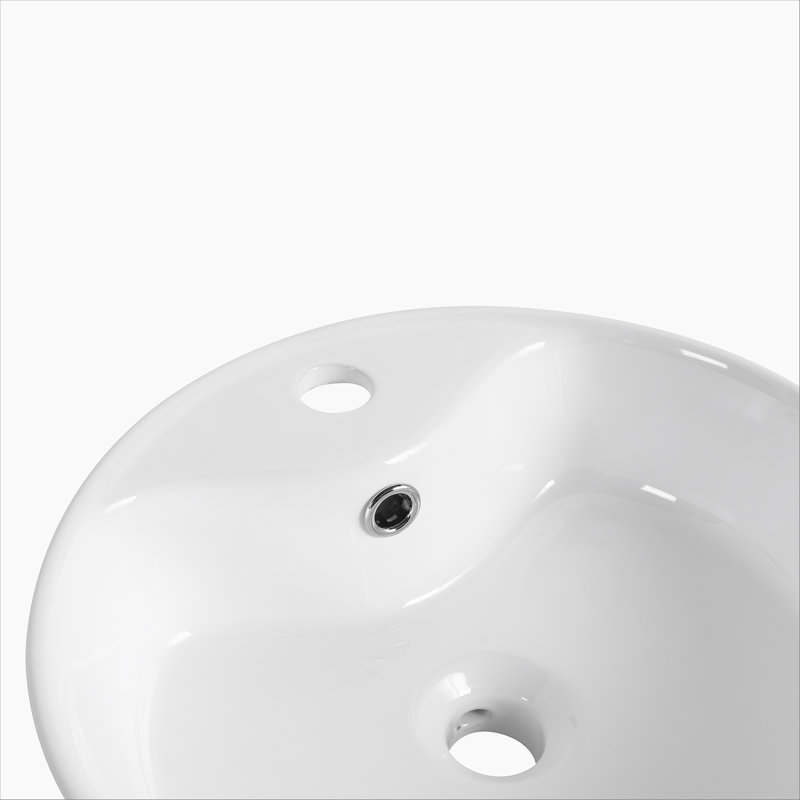 Ceramic Rotundity Above Counter White Bathroom Sink Art Basin