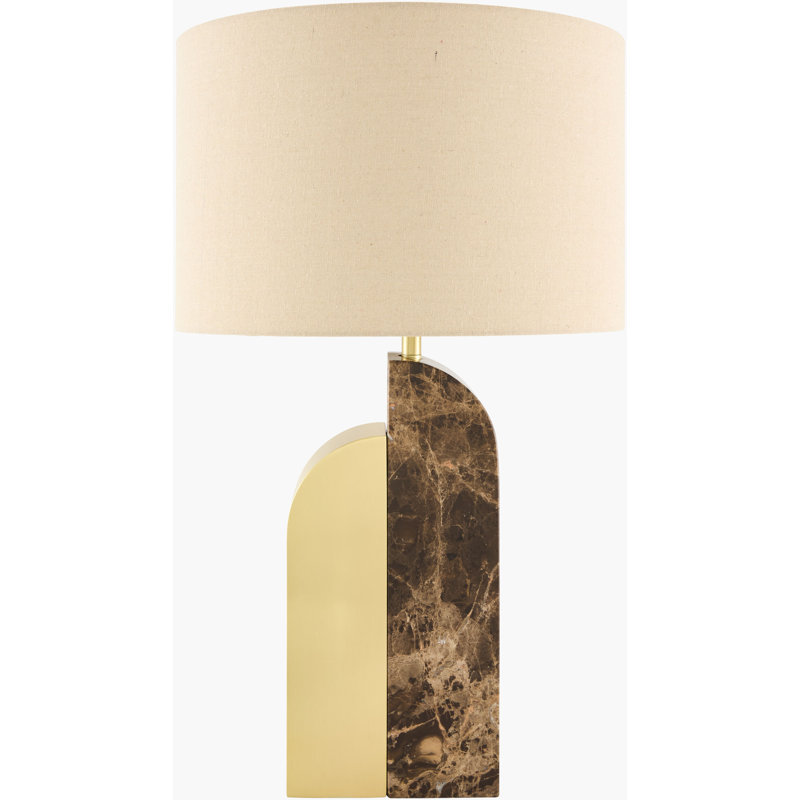 Ivah Table Lamp, 28"H x 16"W x 16"D, Beige, Black/Brass
