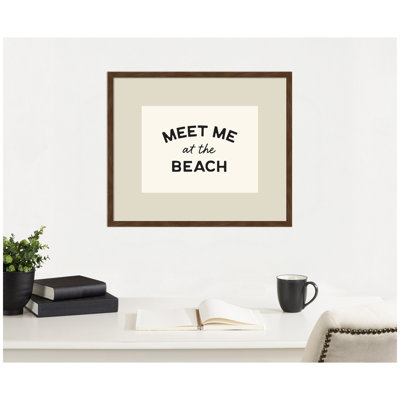 Meet Me at the Beach Coastal Typography Beach House Welcome by Lucky Guava Framed Wall Art Print