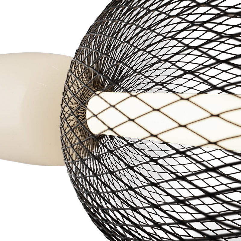 Ace - îlot de lumière à DEL intégré - finition noire - abat-jour en verre opale blanc