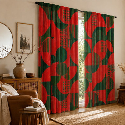2Pcs Geometric Pattern Sun Blocking Curtains, Modern Abstract Style, Art Deco Fluid Texture Printed Ring Top, Living Room Decoration for Home Dector