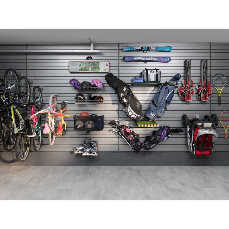 Silver 120 Sq. Ft. PVC Slatwall with 40-Piece Accessory Kit