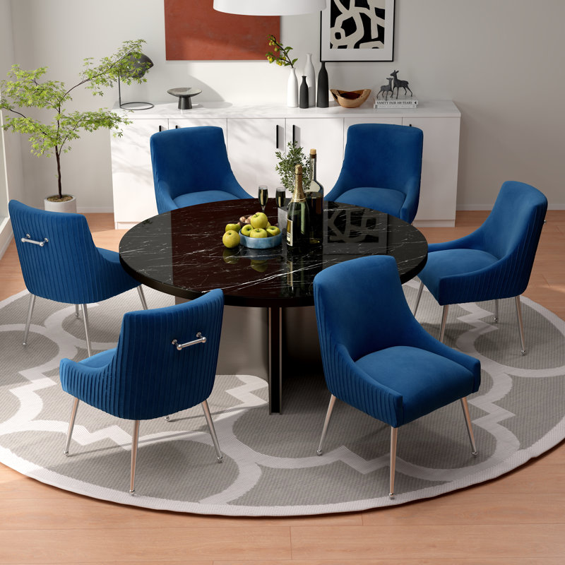 Magallanes Velvet Upholstered Side Chair, Navy