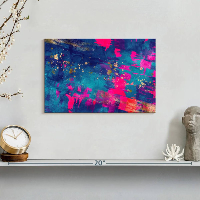 Blue Magenta Abstract Canvas Print, 12" H x 8" W x 1" D