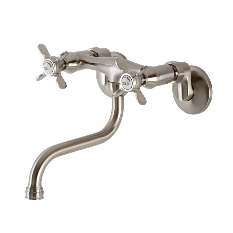 Kingston Brass Essex Two-Handle 2-Hole Wall Mount Bathroom Faucet, Brushed Nickel