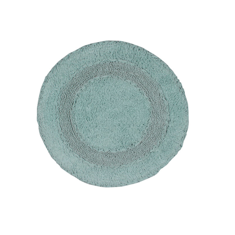 Plush Cotton Round shape bath Rug, Blue, 22"W x 22"L
