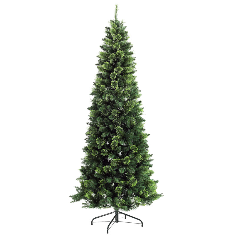 Arbre de Noël artificiel de 7,5 pi avec 1075 branches, ouverture automatique, base en acier, aiguilles de pin, vert