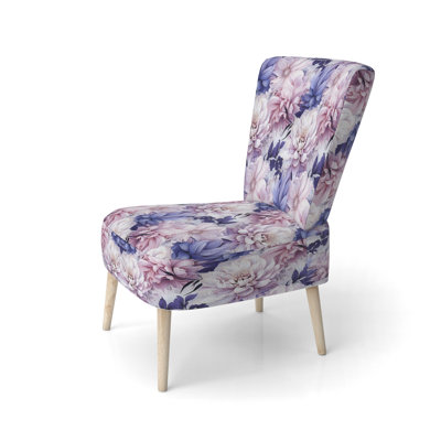 Chaise d'appoint rembourrée exquise mauve à motif floral II