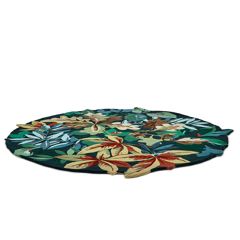 Hand Tufted Wool Floral Area Rug, Round 4'11"