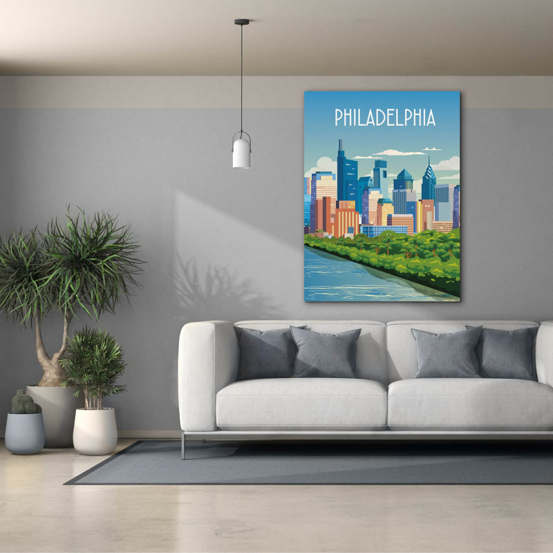 "Epic Graffiti" City Sights Philadelphia "par Omar Escalante, art mural sur toile, H 54 po x l 40 po