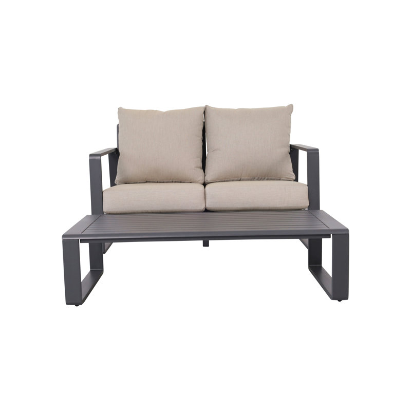 Canapé + table basse rectangulaire, coussins