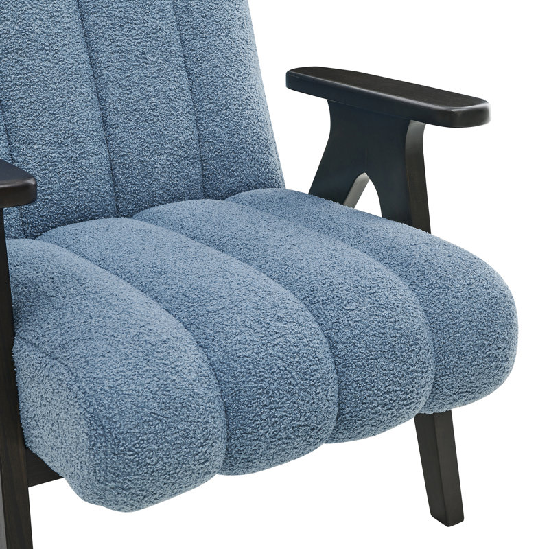 Chaise bleue avec finition bois, design moderne et confortable - bleu, base en bois, rembourrage, Bleu