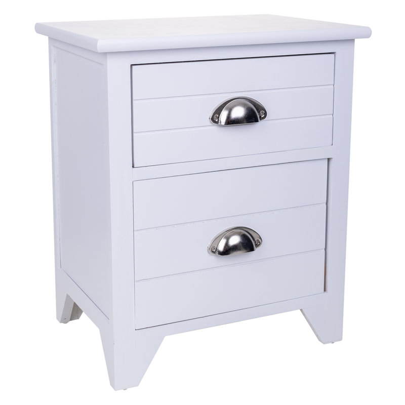 Malachi 38cm W Solid + Manufactured Wood Bedside Table, White
