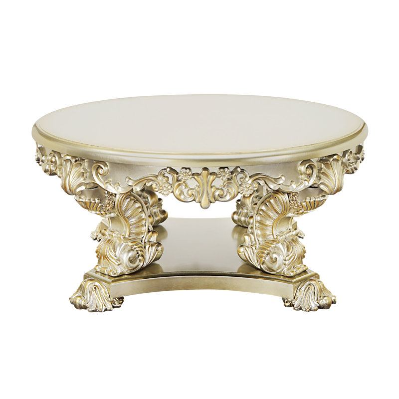 Gorou Round Coffee Table in Antique Gold