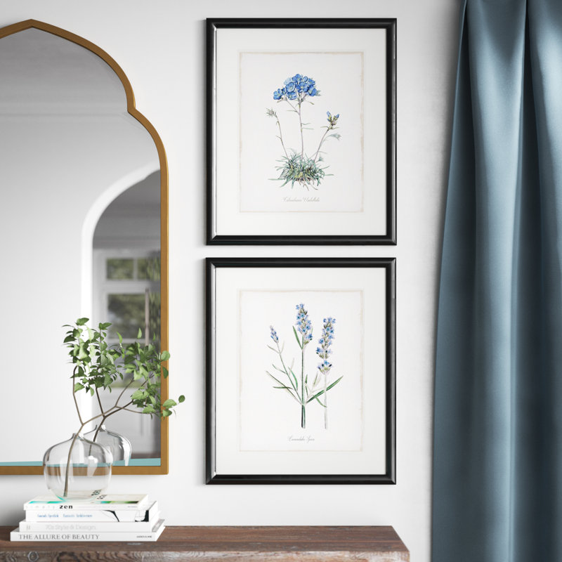 «Soft Silhouette Tree», ensemble de 2 reproductions d'art sur papier encadrées, Cadre noir