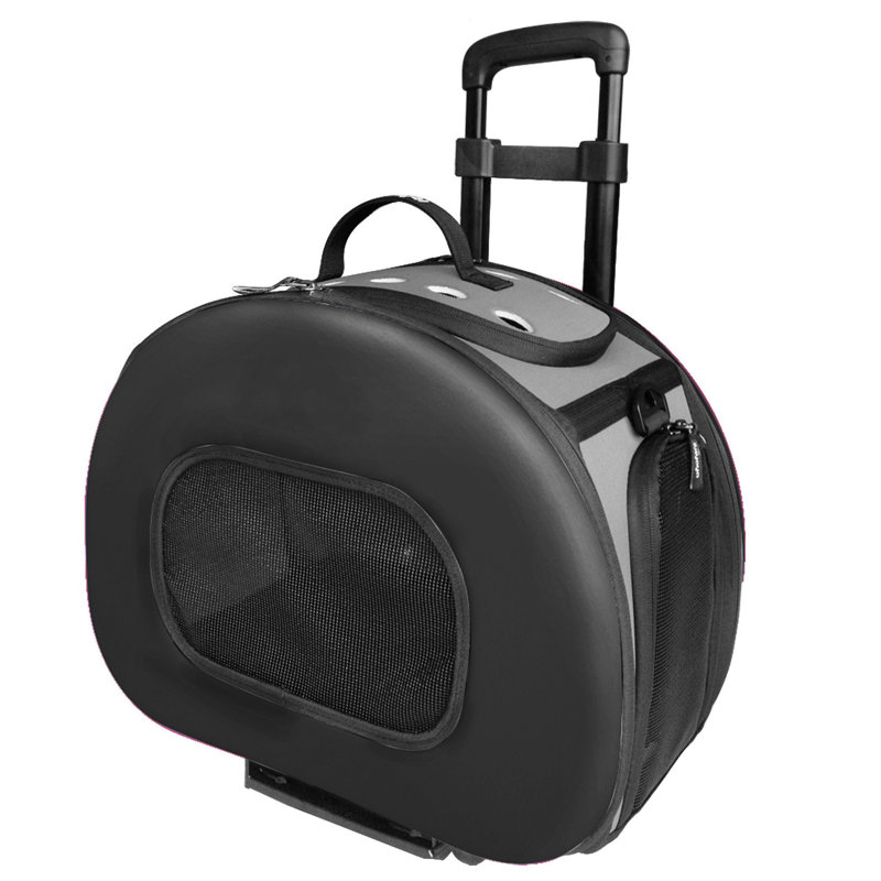 Pet Life Tough-Shell Wheeled Collapsible Final Destination Pet Carrier, Black