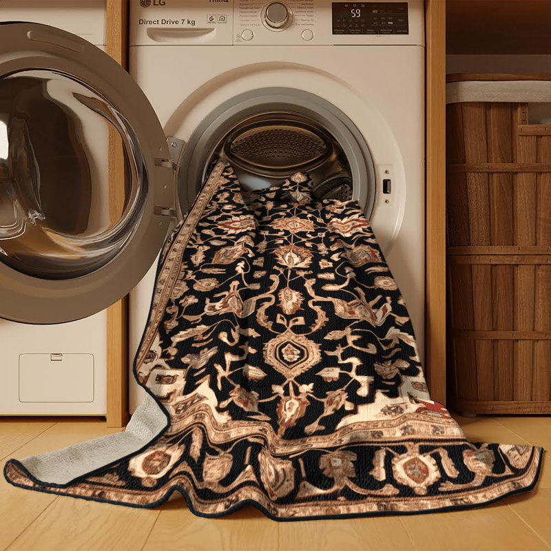 Tapis brun lavable à la machine, Carré 3 pi
