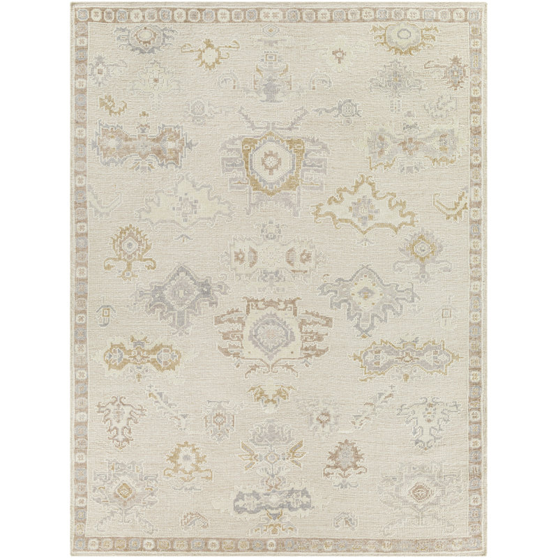 Tapis oriental noué à la main intérieur / extérieur beige / brun / gris clair, Rectangle 8 pi 10 po x 12 pi