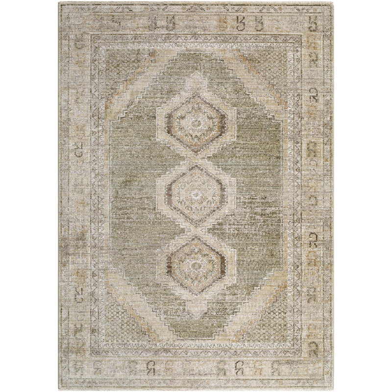 Wilfrieda tissé à la machine, Tan/Green/Brown/Ivory, Rectangle 8'10" x 12'2"