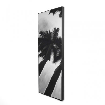 Monochrome Palm Trees - White Framed Canvas for Home Decor