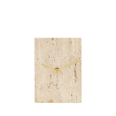 Light Travertine Rectangle Shaped Marble Table Clock Small