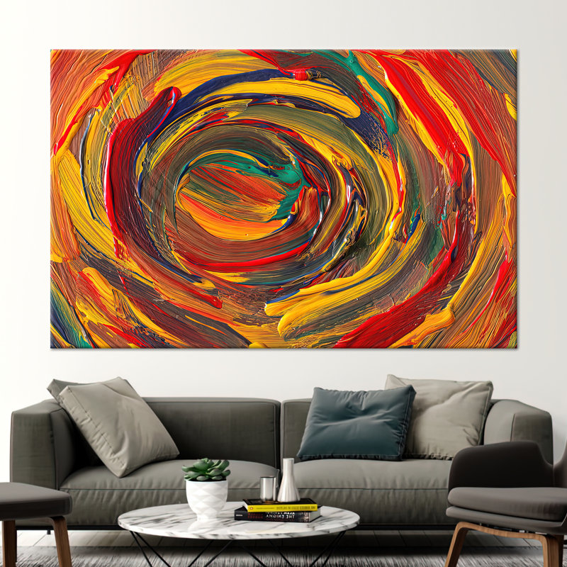 Vibrant Abstract Modern Art Oil Painting Print for Luxurious Wall Decor, Framed Wrapped Canvas, 50 cm H x 70 cm W