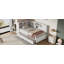 Lit de jour simple en bois avec tablettes de rangement, USB et lit gigogne, blanc