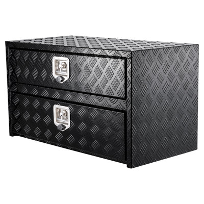 Boîte de rangement imperméable en aluminium pour dessous de caisse avec clés de verrouillage et organisateur de tiroir à deux niveaux pour camionnette et équipement de remorque