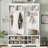 Modern Hallway Hall Tree with Metal Hooks and Storage Space, Multi-Functional Entryway Coat Rack with Shoe Cubbies
