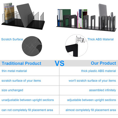 Adjustable Vertical File Sorter Sturdy Plastic Expandable Upright File Holder, Desktop Binder Organizer, School Office File Organizer Bookshelf Divide