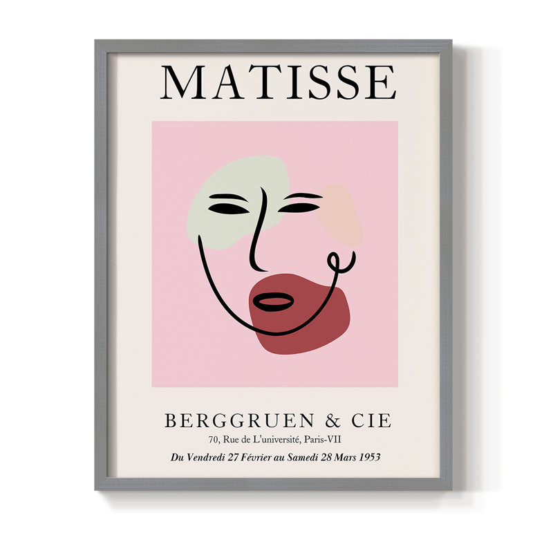 Matisse CDXCV, reproduction d'art encadrée - bois massif, H 11 po x l 9 po, Gris