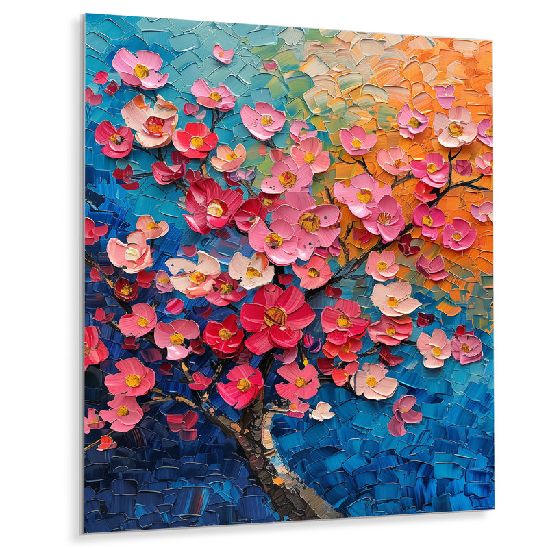 Radiant rose bleu cerisier en fleurs II - impression d'art mural cerisier en fleurs, Métal métal