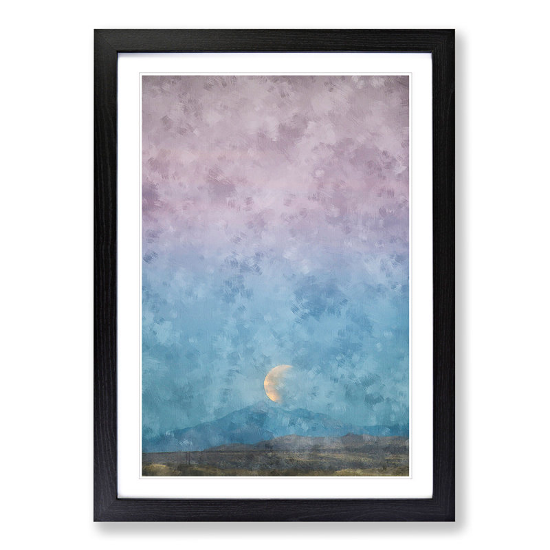 Super Blue Blood Moon Eclipse - Picture Frame Graphic Art Print, 87cm H x 62cm W x 2cm D, Black Framed