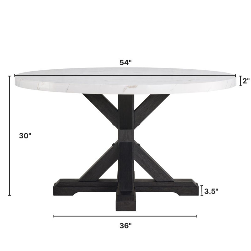 Table de salle à manger ronde de 54 po avec 4 chaises Yanis Modern Elegance