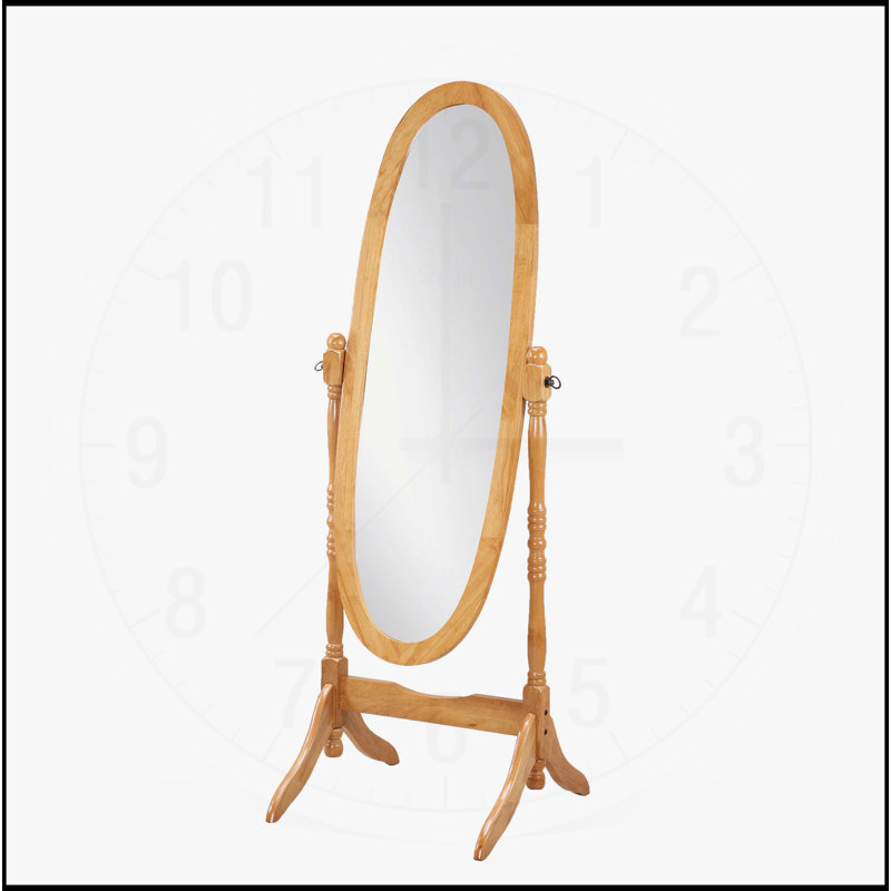 Traditional Queen Anna Style Wood Floor Cheval Mirror, Antique Reproduction for Bedroom Decor, Oak