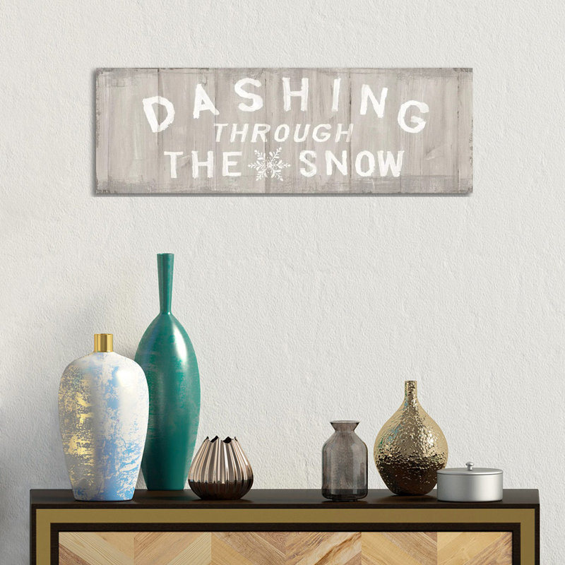 Woodland Holidays Sign I Warm Gray V2 by Danhui Nai - Wrapped Canvas Panoramic Painting, 30.48 cm H x 91.44 cm W x 1.91 cm D