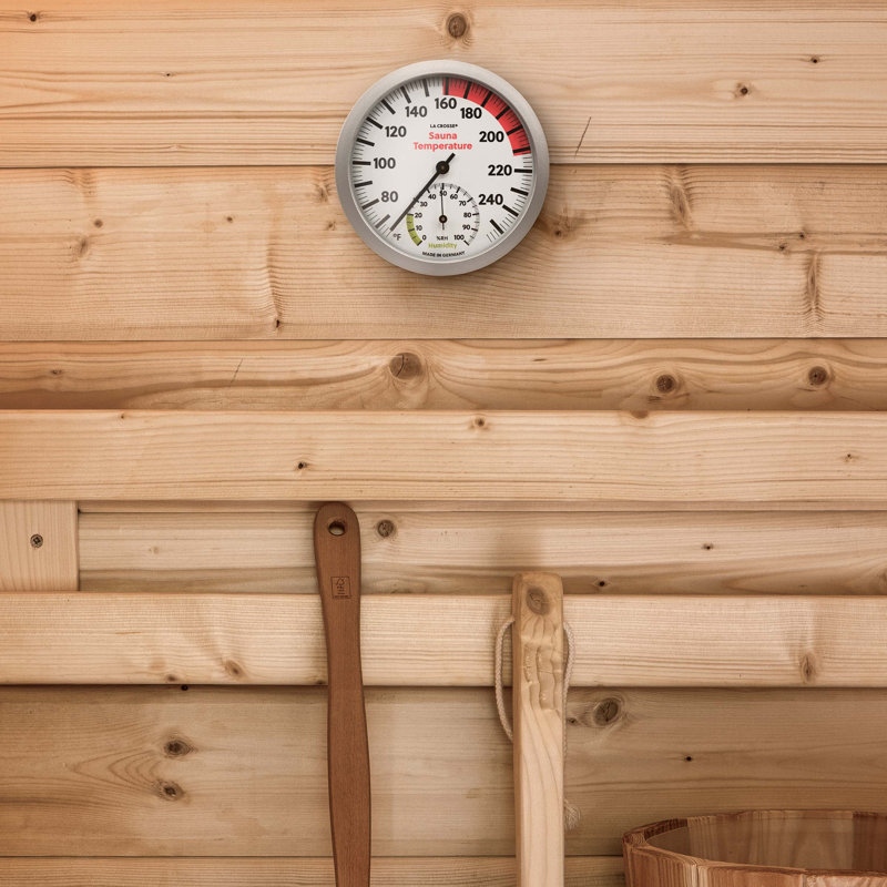 Thermomètre de sauna analogique argenté avec hygromètre