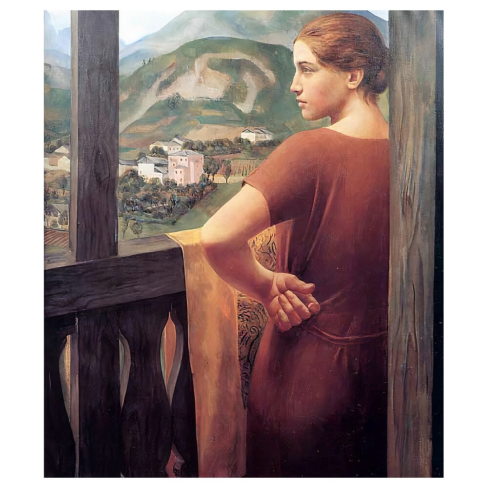 Leinwandbild Woman At The Window von Ubaldo Oppi