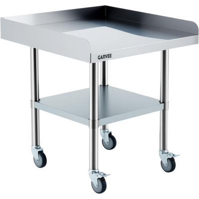 Table de préparation mobile en acier inoxydable avec pare-éclaboussures et chariot de cuisine commercial robuste