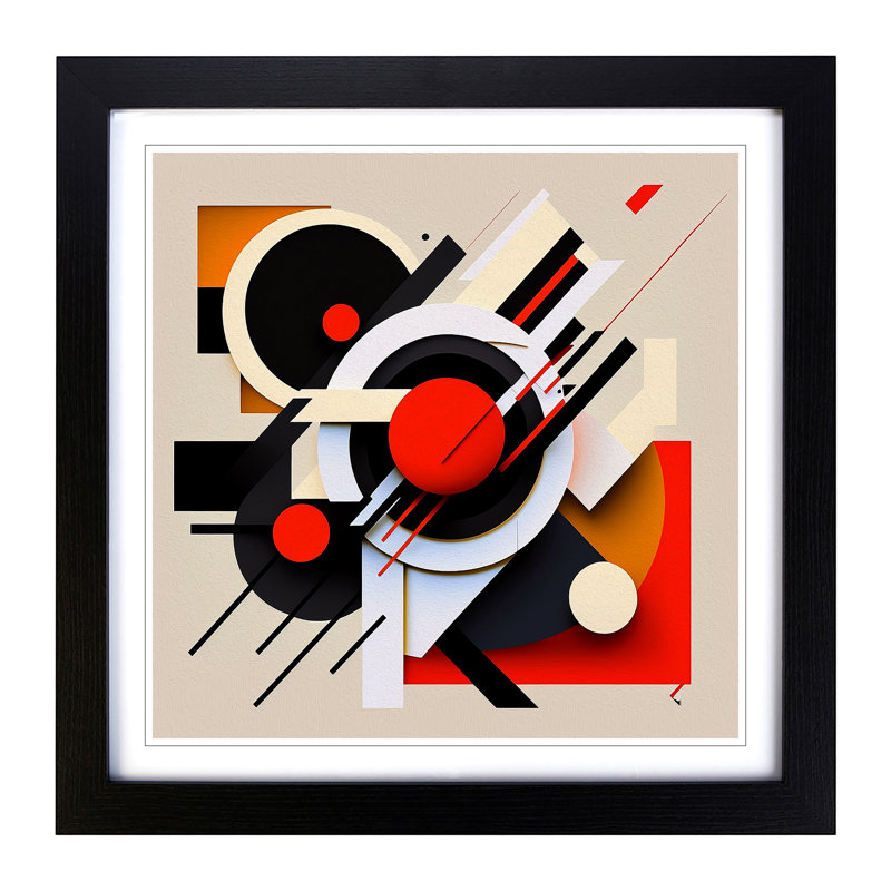 Hypnotize Suprematism - Single Picture Frame Print on Wood, Black