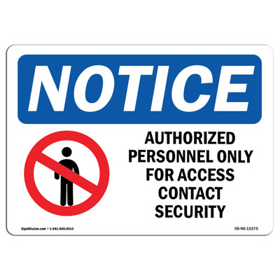 Authorized Personnel Only Contact Security Sign