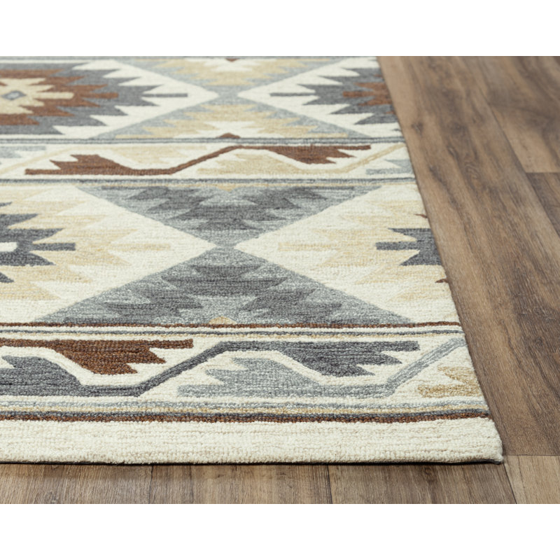 Audrius Southwestern Handmade Tufted Wool Area Rug in Brown, Rectangle 5' x 7'6"