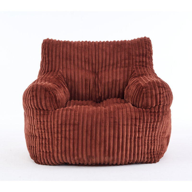 Soft Fluffy Corduroy Fabric Bean Bag Chair Filled With Memory Sponge, Red Corduroy