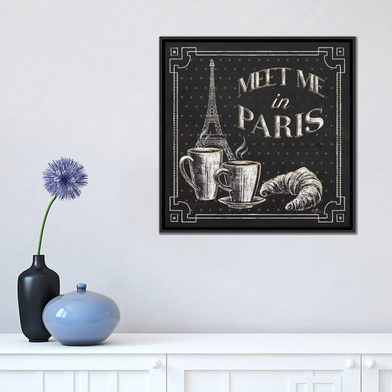 « vive paris viii », art textuel sur toile tendue, H 18 po x l 18 po x P 1,5 po, Toile avec cadre noir, Pas de tapis