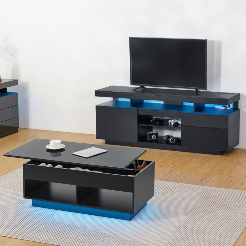 Meuble télé pour téléviseur de 70 po ou moins Alori, Black