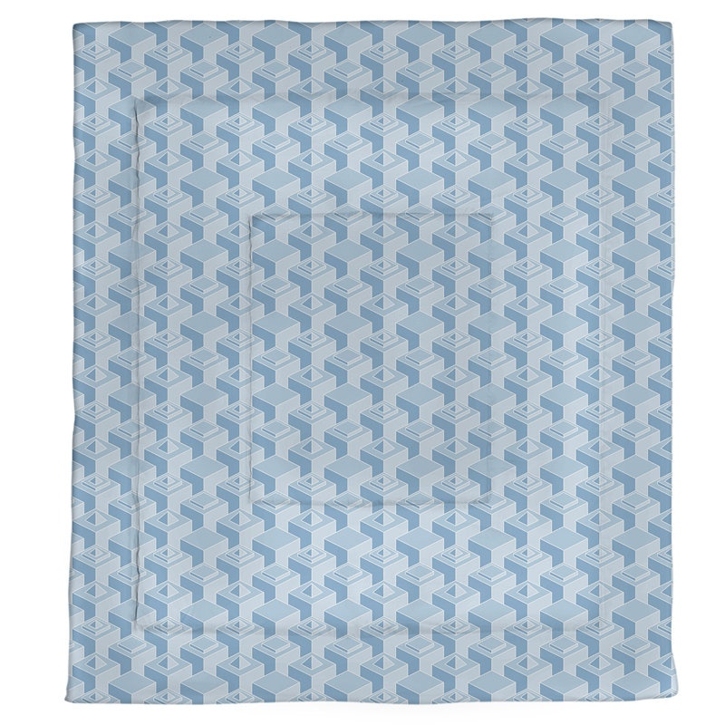 Édredon simple réversible en microfibre à motif de gratte-ciels à deux couleurs, Édredon très grand, Géométrique sarcelle