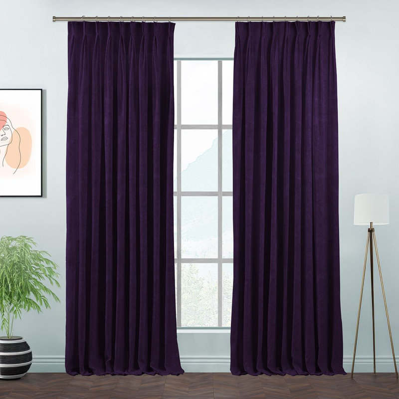 Room Darkening Single Curtain Panel, Purple, 130cm Width x 375cm Drop