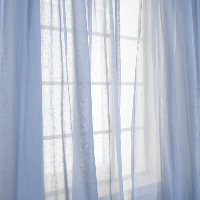 Elyse Polyester Sheer Curtain Panel Pair, 52" W x 84" L, Sky