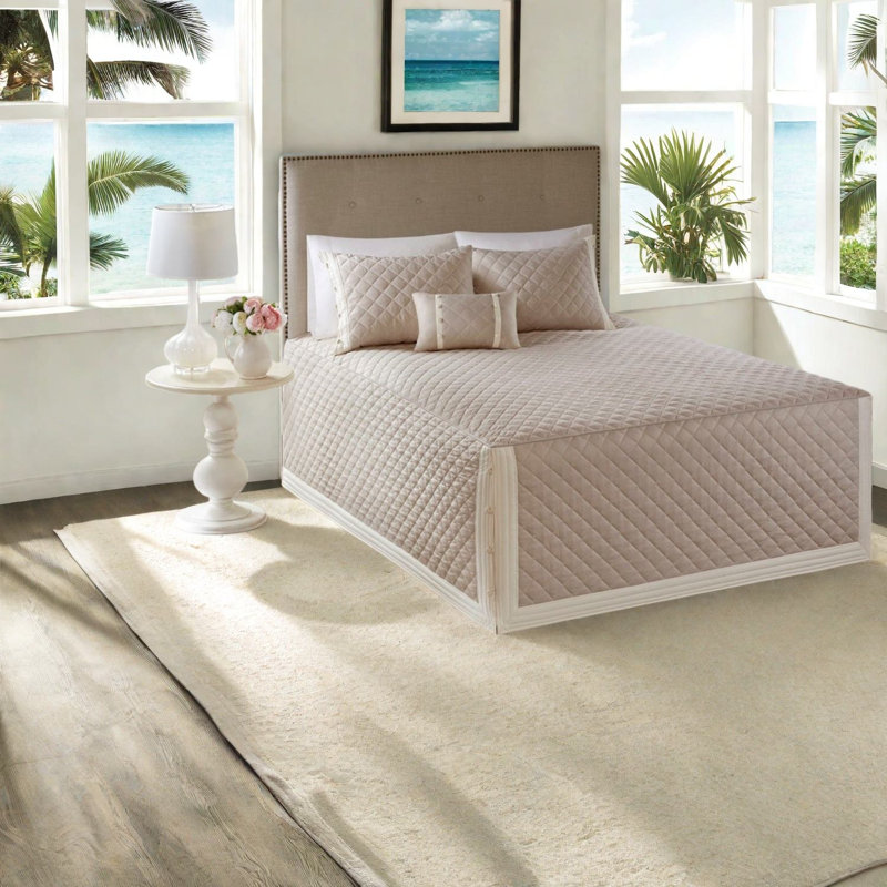 Ensemble de literie luxueux en coton, design réversible, grand lit kaki moderne